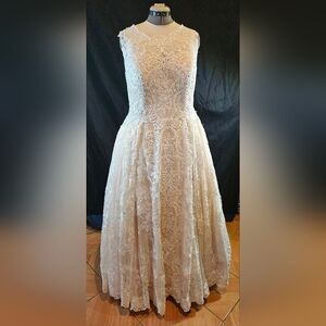 Oleg Cassini Elegant Ivory Dress - Full Lace 18W